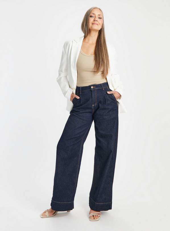 Wide leg dark cheap denim jeans